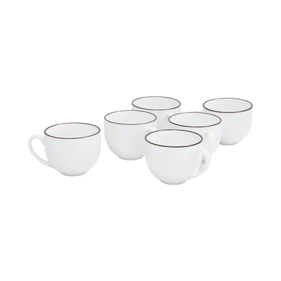 Gambar Appetite Minna Cangkir & Saucer Porcelain Dengan Rak 220 ml Set 6 pcs - Putih