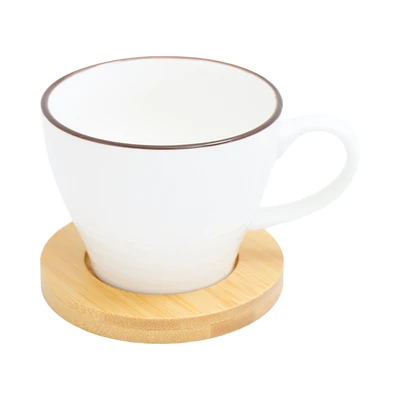 Gambar Appetite Miyo Cangkir Porcelain & Saucer Dengan Rak 220 ml Set 6 pcs - Putih