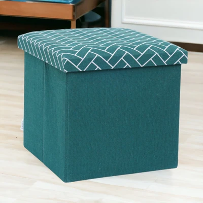 Gambar Stora 38x38 Cm Bangku Ottoman Lipat Brick - Hijau