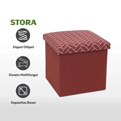 Gambar Stora 38x38 Cm Bangku Ottoman Lipat Brick - Oranye