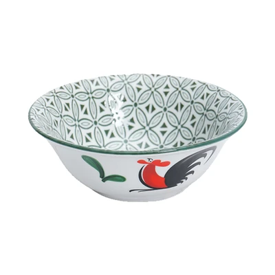 Gambar Kopin Porcelain 21 cm Mangkuk Saji Keramik Kukuruyuk Kawung - Putih