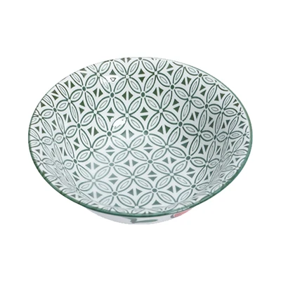 Gambar Kopin Porcelain 21 cm Mangkuk Saji Keramik Kukuruyuk Kawung - Putih