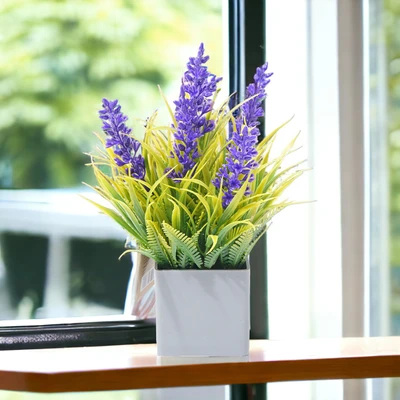 Gambar Arthome Bunga Artifisial Grass Lavender Dengan Pot 6x6 cm - Biru