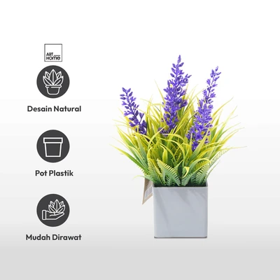 Gambar Arthome Bunga Artifisial Grass Lavender Dengan Pot 6x6 cm - Biru