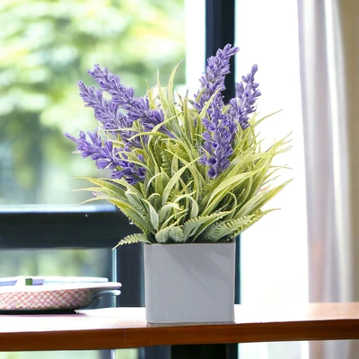 Gambar Arthome Bunga Artifisial Grass Lavender Dengan Pot 6x6 cm - Ungu Lilac