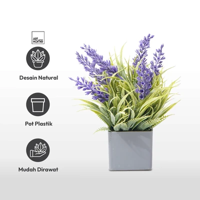 Gambar Arthome Bunga Artifisial Grass Lavender Dengan Pot 6x6 cm - Ungu Lilac