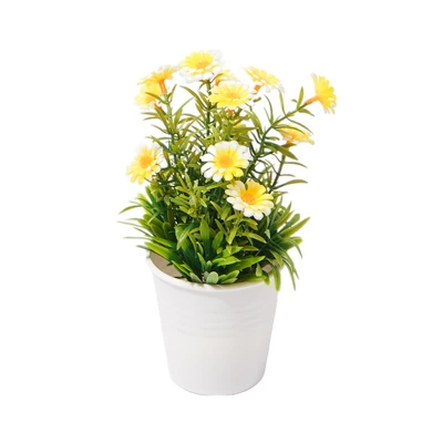 Gambar Arthome Bunga Artifisial Grass Daisy Dengan Pot 8x8x18 cm - Kuning