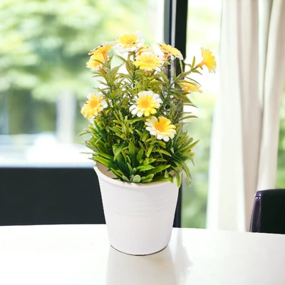 Gambar Arthome Bunga Artifisial Grass Daisy Dengan Pot 8x8x18 cm - Kuning