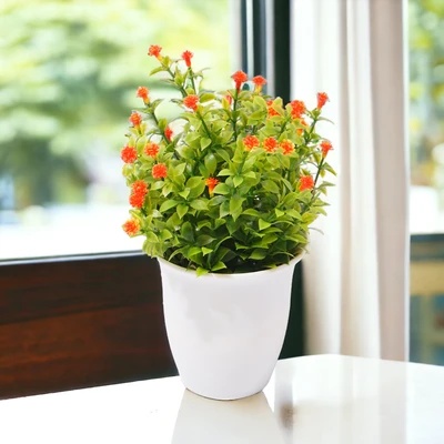 Gambar Arthome Bunga Artifisial Grass Star Dengan Pot 8x8x20 cm - Oranye