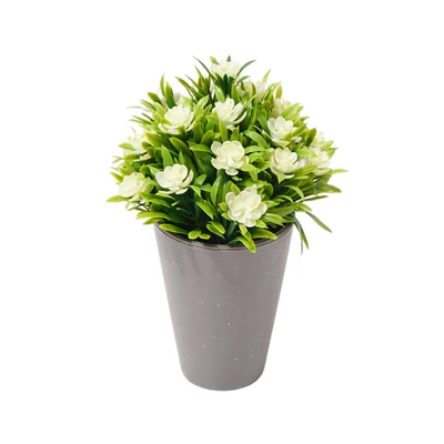 Gambar Arthome Bunga Artifisial Grass Gardenia Dengan Pot 8x8x18 cm - Putih