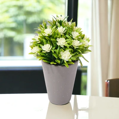Gambar Arthome Bunga Artifisial Grass Gardenia Dengan Pot 8x8x18 cm - Putih