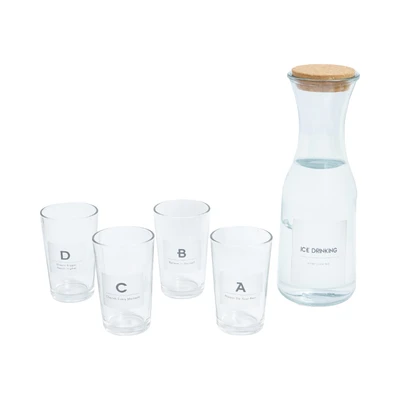 Gambar Delicia Set 5 Pcs Carafe Teko & Gelas Minum Letters