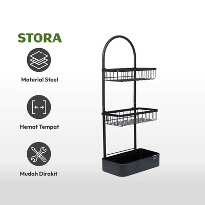 Gambar Stora Rak Kamar Mandi Knockdown 29.4x18.5x70.8 cm - Hitam