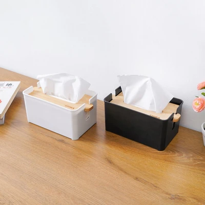 Gambar Stora Kotak Tisu Dengan Tutup Bambu Adjustable - Putih