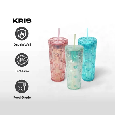 Gambar Kris 700 Ml Misty Tumbler Dengan Sedotan - Hijau