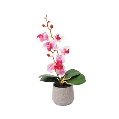 Gambar Arthome Bunga Artifisial Orchid 1 Tangkai Dengan Pot 10.5x10.5x39 cm - Pink Sakura