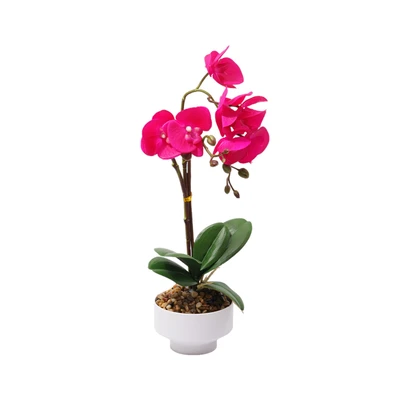 Gambar Arthome Bunga Artifisial Orchid 1 Tangkai Dengan Pot 18x18x47 cm - Ungu