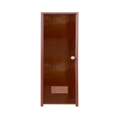 Gambar Maxbuilt 190x68x7 cm Pintu Kamar Mandi PVC Wood Left - Cokelat