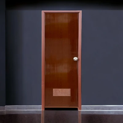 Gambar Maxbuilt 190x68x7 cm Pintu Kamar Mandi PVC Wood Left - Cokelat