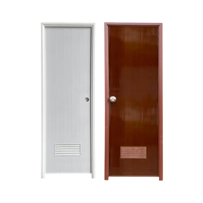 Gambar Maxbuilt 190x68x7 cm Pintu Kamar Mandi PVC Wood Right - Cokelat