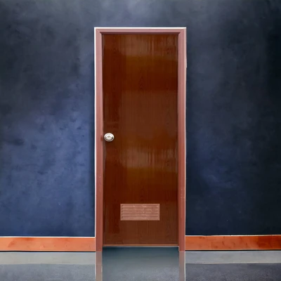 Gambar Maxbuilt 190x68x7 cm Pintu Kamar Mandi PVC Wood Right - Cokelat