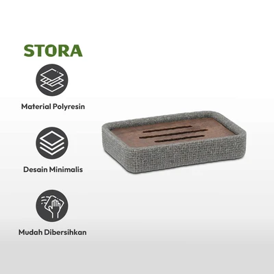 Gambar Stora 12x8.3x2.4 cm Tempat Sabun Batang Polyresin - Abu-Abu