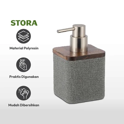 Gambar Stora 8.1x8.1x14.2 cm Dispenser Sabun Cair Pump Polyresin - Abu-Abu