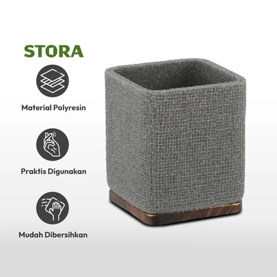 Gambar Stora 8.2x8.2x9.5 cm Tempat Sikat Gigi Polyresin - Abu-Abu