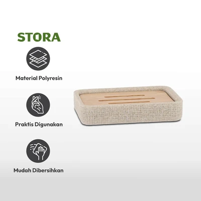 Gambar Stora 12x8.3x2.4 cm Tempat Sabun Batang Polyresin - Krem Beige