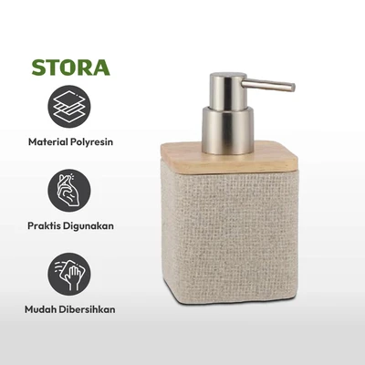 Gambar Stora 8.1x8.1x14.2 cm Dispenser Sabun Cair Pump Polyresin - Krem Beige