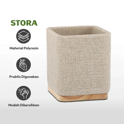 Gambar Stora 8.2x8.2x9.5 cm Tempat Sikat Gigi Polyresin - Krem Beige