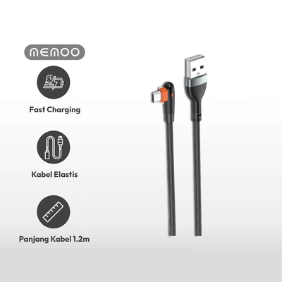 Gambar Memoo Kabel Charger USB-A To Micro USB L Shape 1.2 Meter 30 Watt