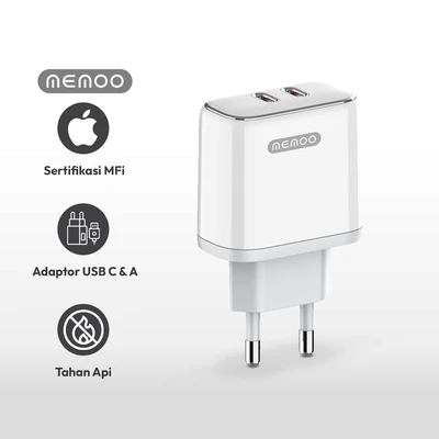 Gambar Memoo Kepala Charger Dual Usb Type C 35 Watt