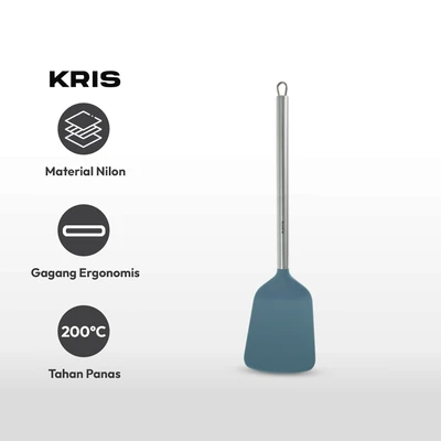 Gambar Kris Spatula Turner Solid Nylon Gagang Stainless Steel - Abu-abu