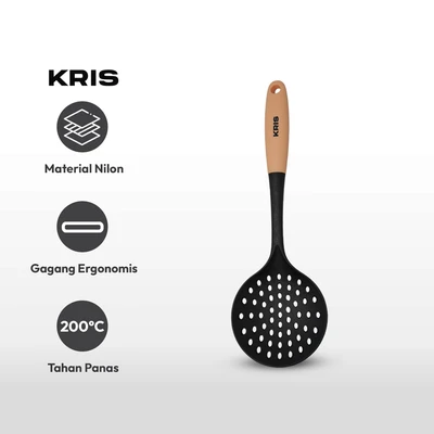 Gambar Kris Sendok Saring Nylon Tpr - Hitam/Pink Coral