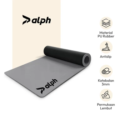 Gambar Alph Matras Yoga PU Rubber 3 mm - Abu-Abu
