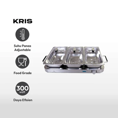 Gambar Kris Penghangat Makanan 3 Pan Stainless Steel - Silver