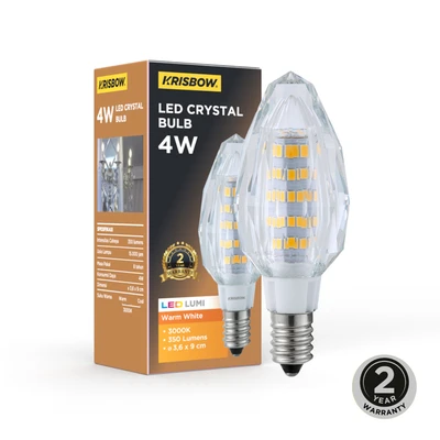 Gambar Krisbow Bohlam LED Crystal Candle 4 Watt 350 Lumen Warm White E14 - Kuning