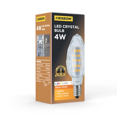 Gambar Krisbow Bohlam LED Crystal Candle 4 Watt 350 Lumen Warm White E14 - Kuning