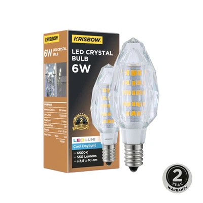 Gambar Krisbow Bohlam LED Crystal Candle 6 Watt 550 Lumen Cool Daylight E14 - Putih