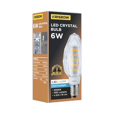 Gambar Krisbow Bohlam LED Crystal Candle 6 Watt 550 Lumen Cool Daylight E14 - Putih