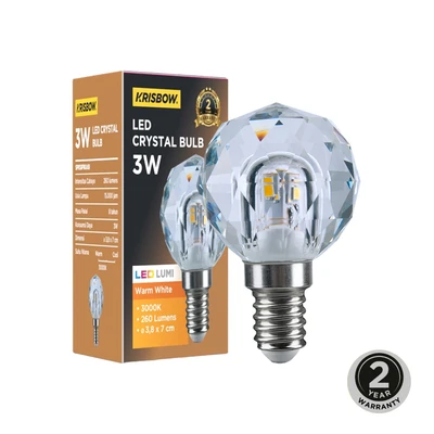 Gambar Krisbow Bohlam LED Crystal Round 3 Watt 260 Lumen Warm White E14 - Kuning