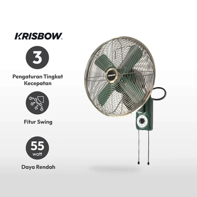 Gambar Krisbow Kipas Angin Dinding Vintage 55 Watt 300a8t - Hijau Retro