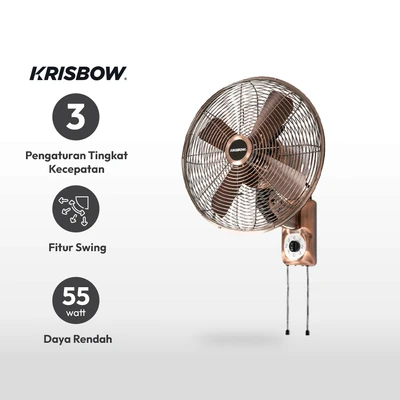 Gambar Krisbow Kipas Angin Dinding Vintage 55 Watt 300A8T - Copper