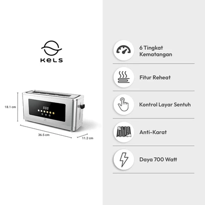 Gambar Kels Toaster Digital Wide - Silver
