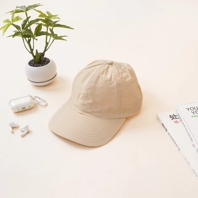 Gambar Ataru Topi Baseball Ponytail Nylon - Krem Beige