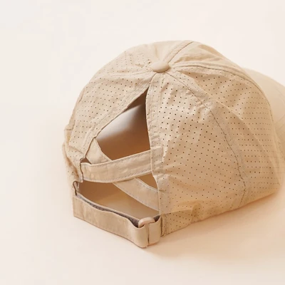 Gambar Ataru Topi Baseball Ponytail Nylon - Krem Beige