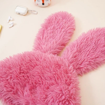 Gambar Ataru Topi Beanie Bunny Long Ears Fur - Pink