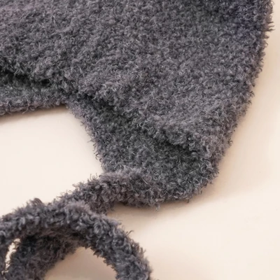 Gambar Ataru Topi Beanie Knit Bear Dengan Strap - Abu-Abu
