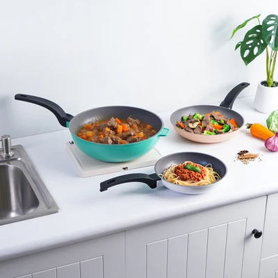 Gambar Cooking Color Zoey Perlengkapan Masak Stackable Aluminium Set 3 pcs Random